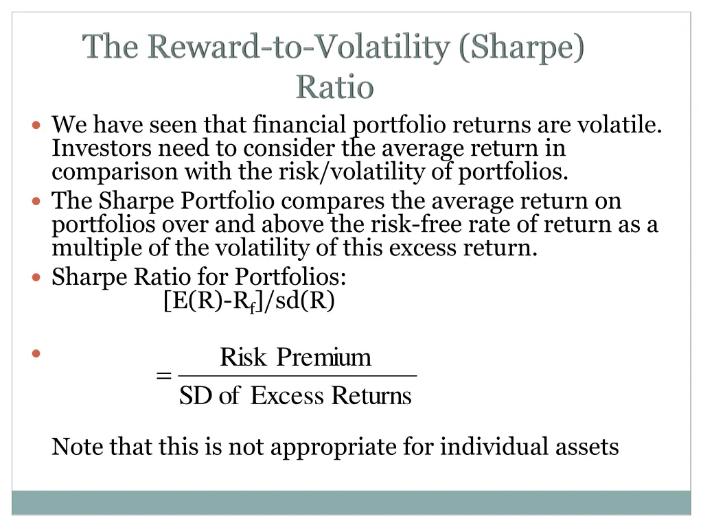we have seen that financial portfolio returns