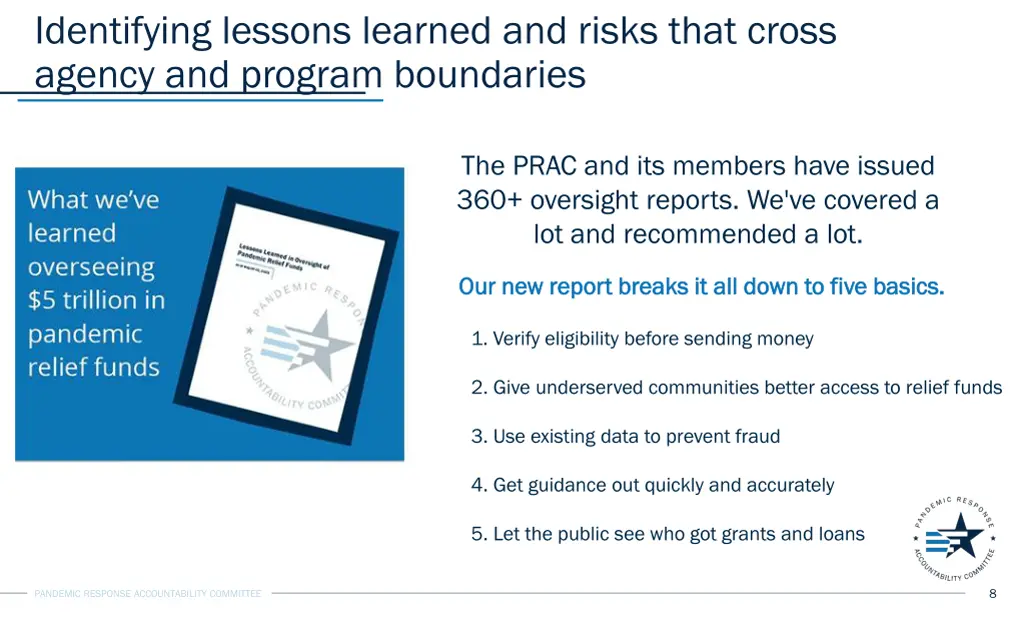 identifying lessons learned and risks that cross