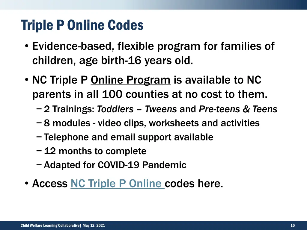 triple p online codes