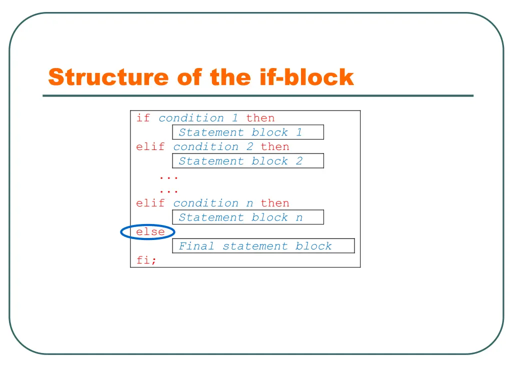 structure of the if block 2