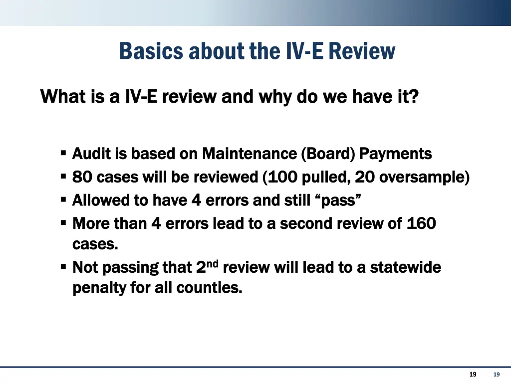 basics about the iv e review