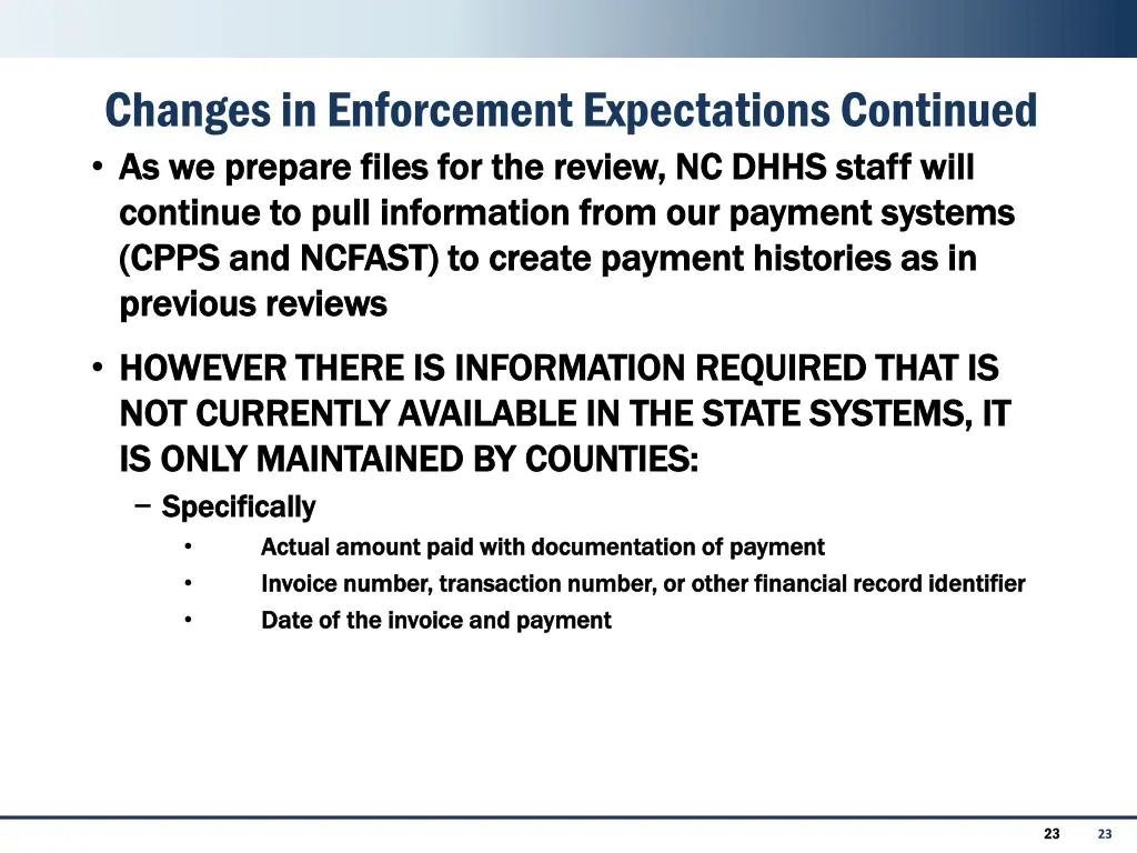 changes in enforcement expectations continued 1