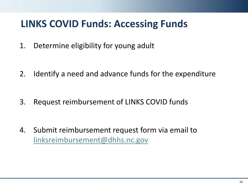 links covid funds accessing funds