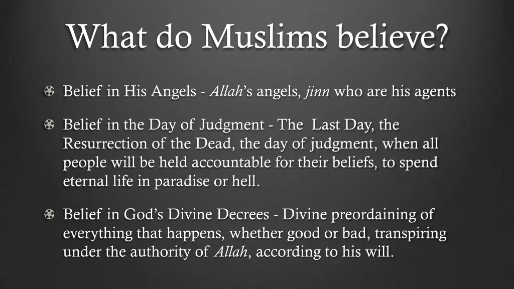 what do muslims believe 1