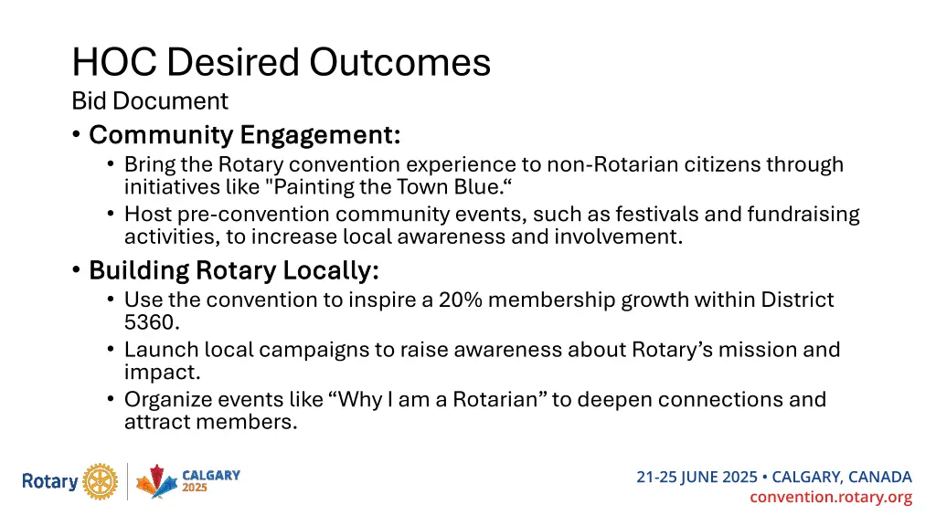 hoc desired outcomes bid document community