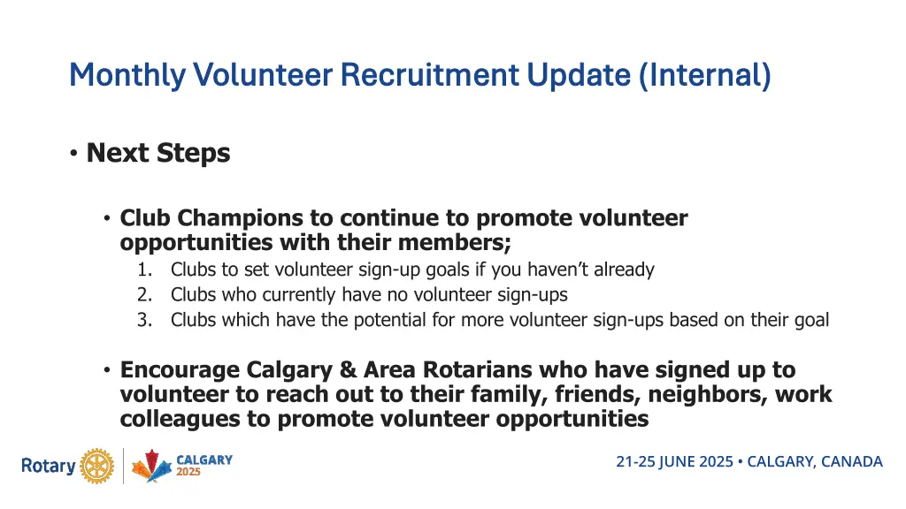 monthly volunteer recruitment update internal