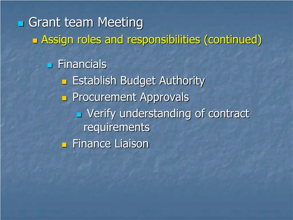 grant team meeting assign roles 1