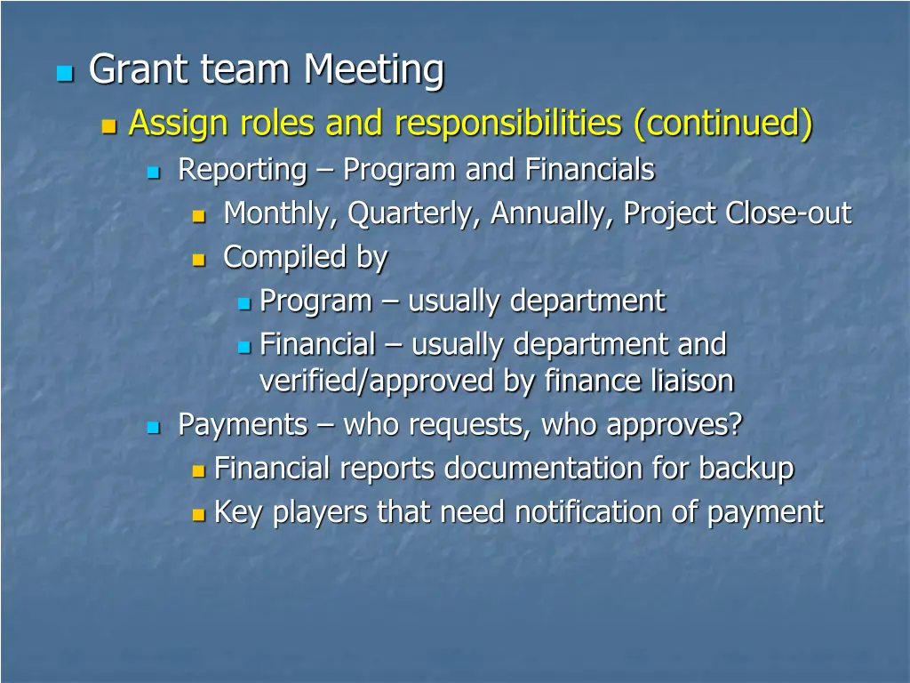 grant team meeting assign roles 2