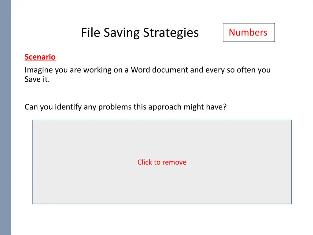 file saving strategies