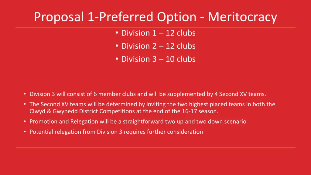 proposal 1 preferred option meritocracy division