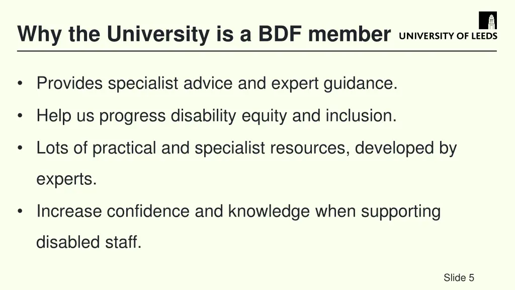 why the university is a bdf member