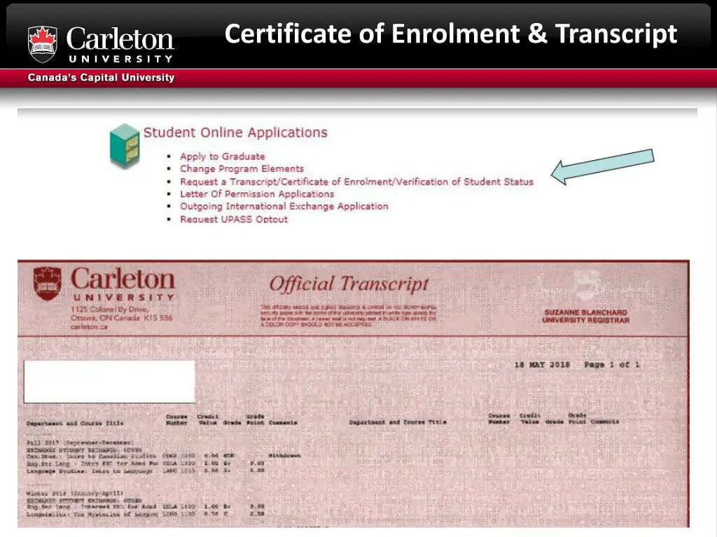 certificate of enrolment transcript