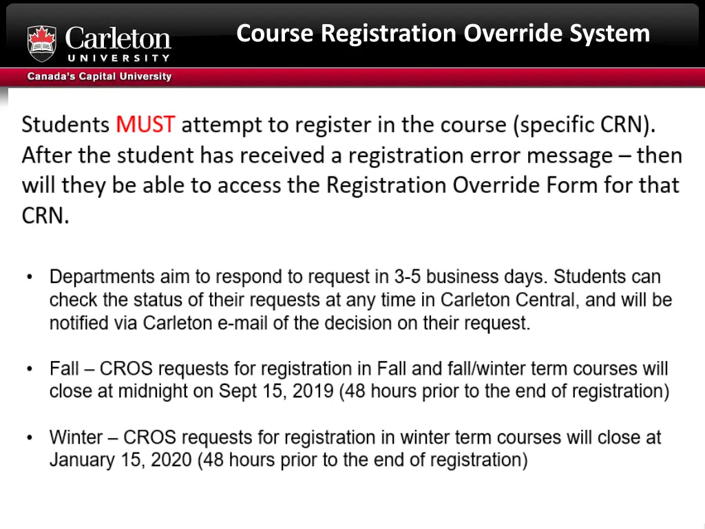 course registration override system