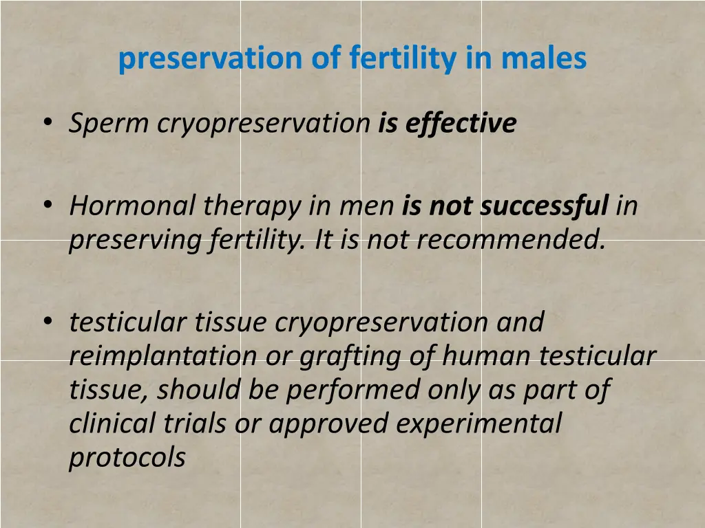 preservation of fertility in males