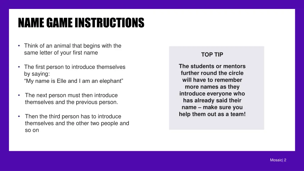 name game instructions