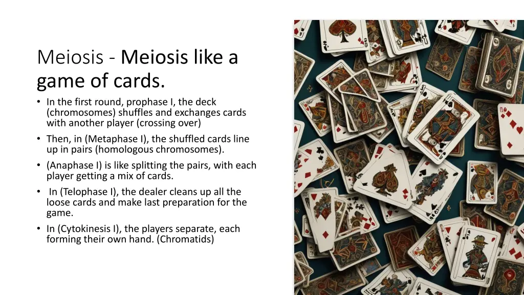 meiosis meiosis like a game of cards in the first