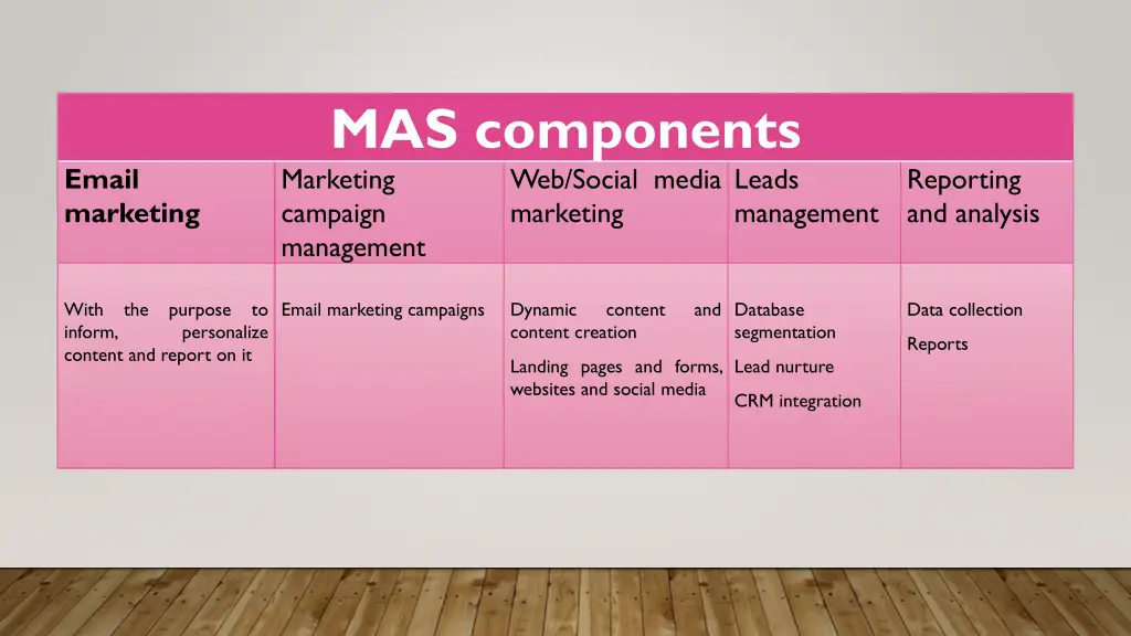 mas components marketing campaign management