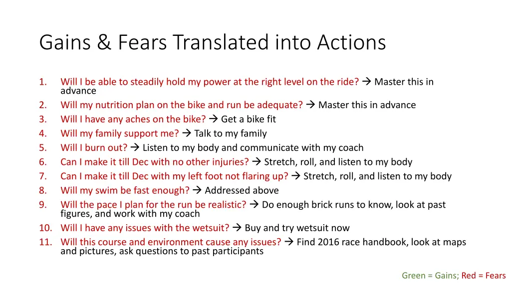 gains fears translated into actions 1