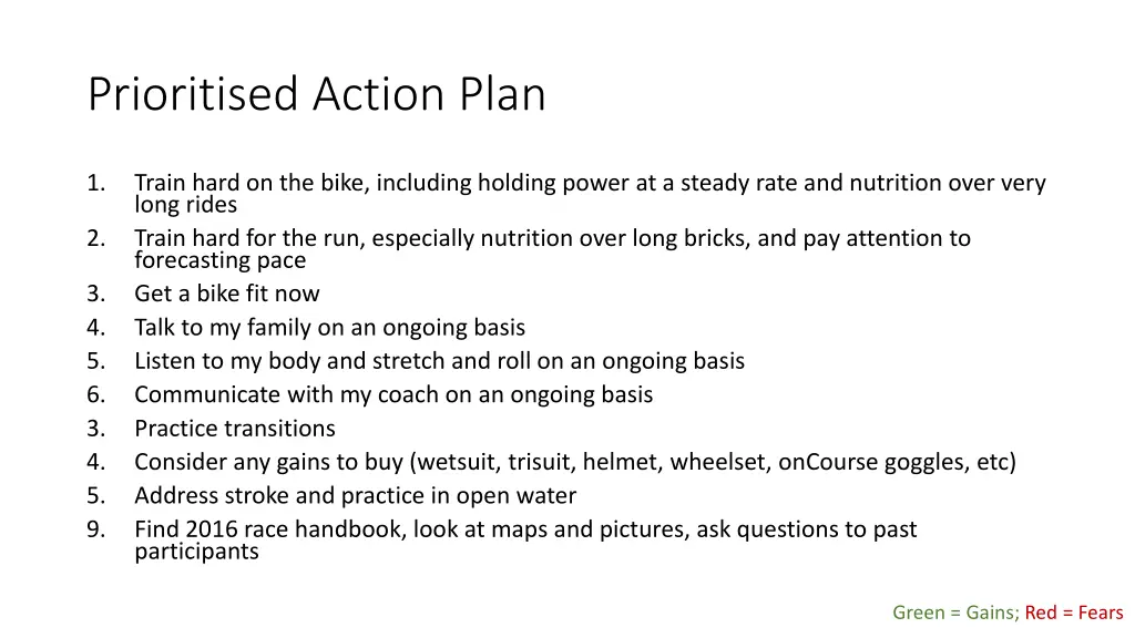 prioritised action plan