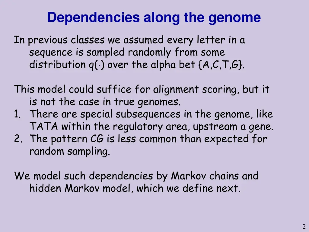dependencies along the genome