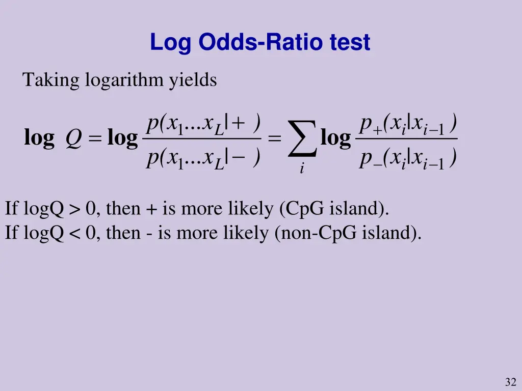 log odds ratio test