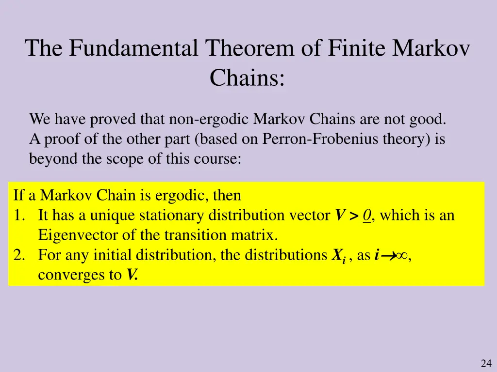 the fundamental theorem of finite markov chains