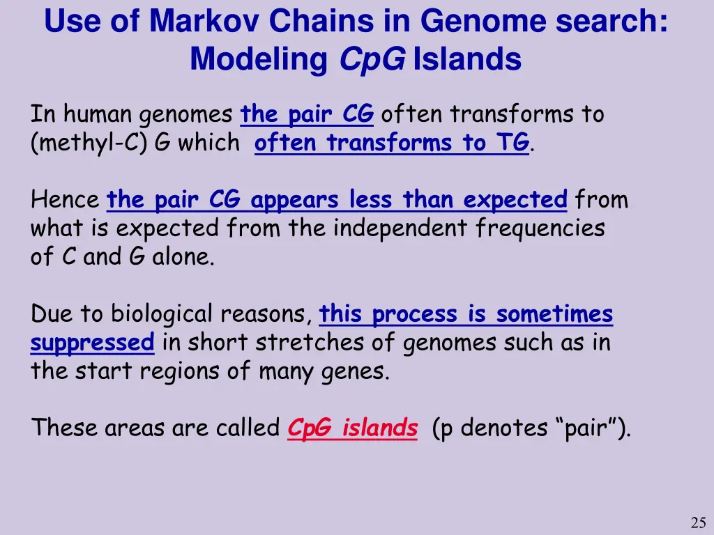 use of markov chains in genome search modeling