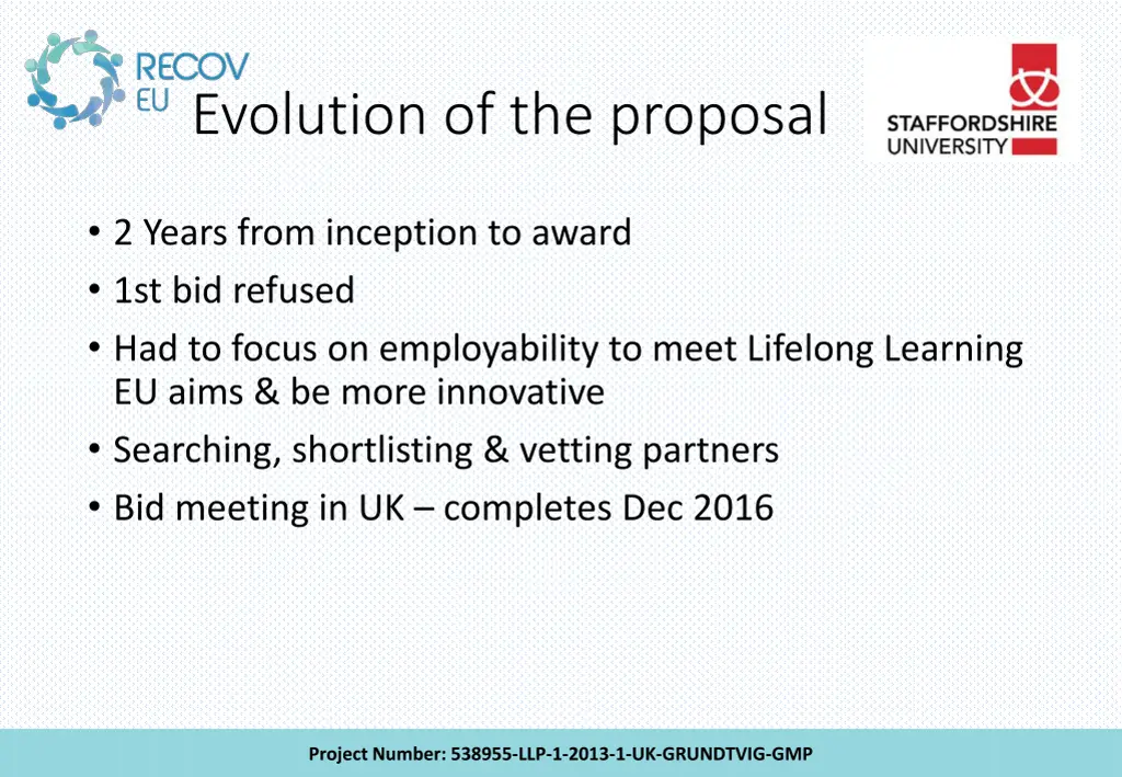 evolution of the proposal