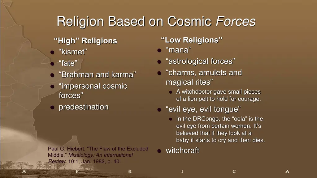 religion based on cosmic forces
