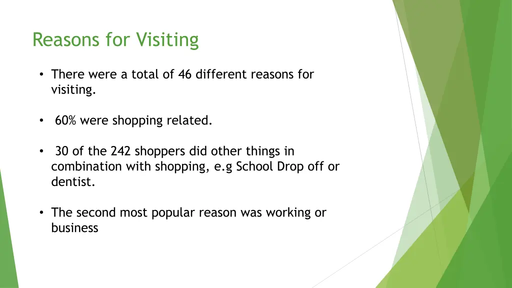 reasons for visiting