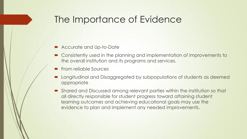 the importance of evidence 1