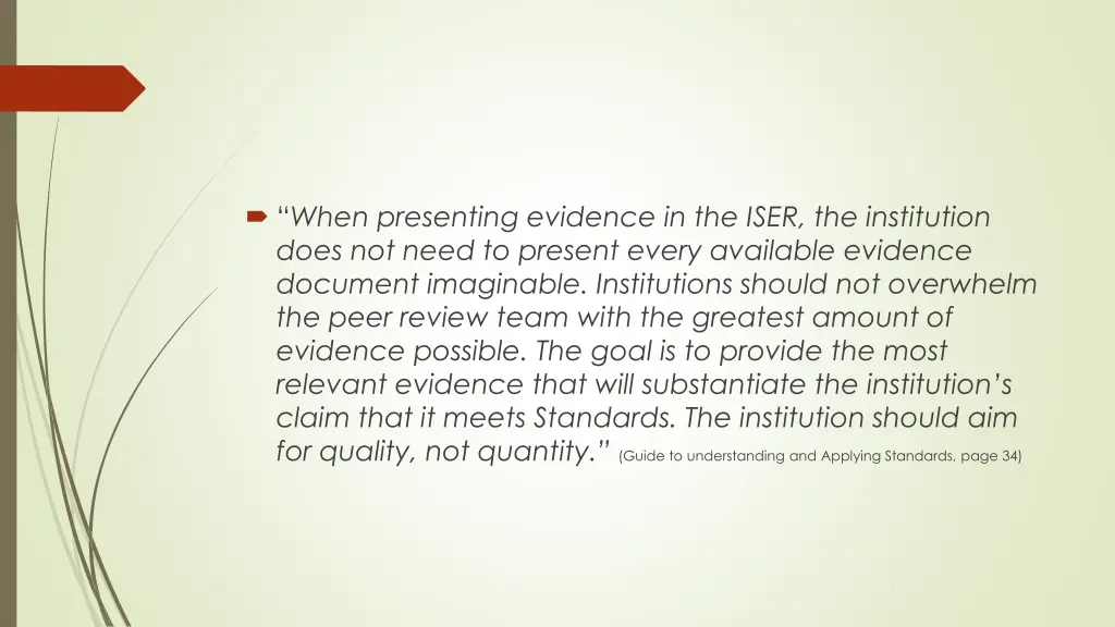when presenting evidence in the iser