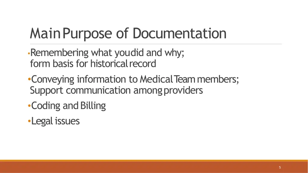 mainpurpose of documentation