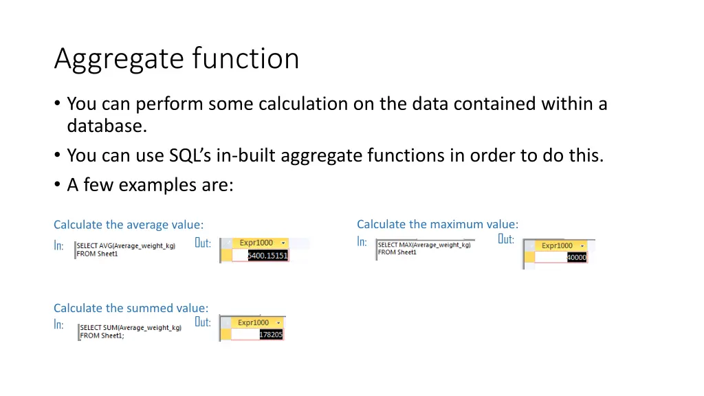aggregate function