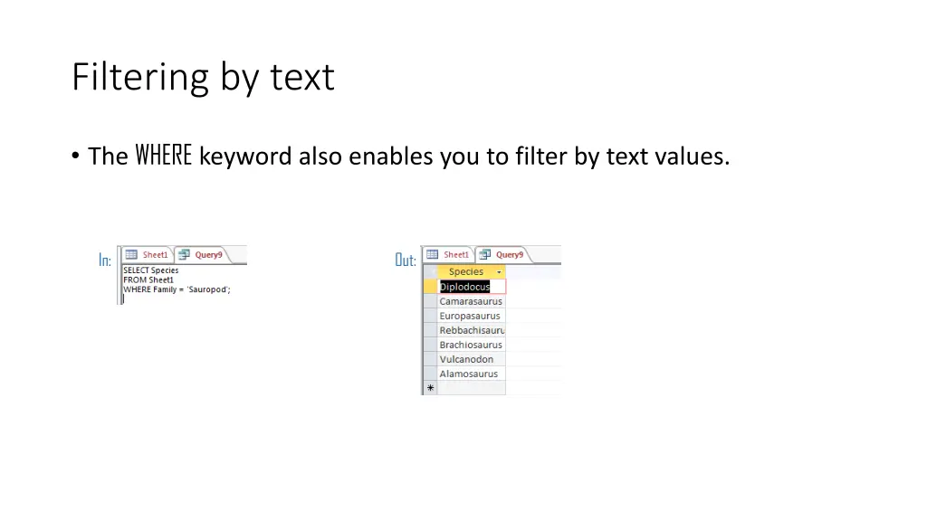 filtering by text