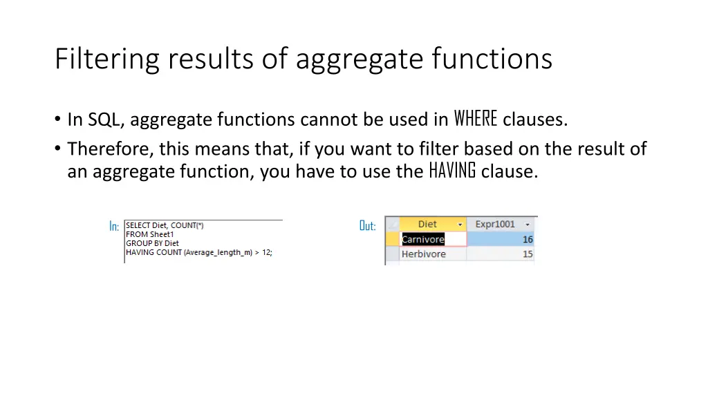 filtering results of aggregate functions