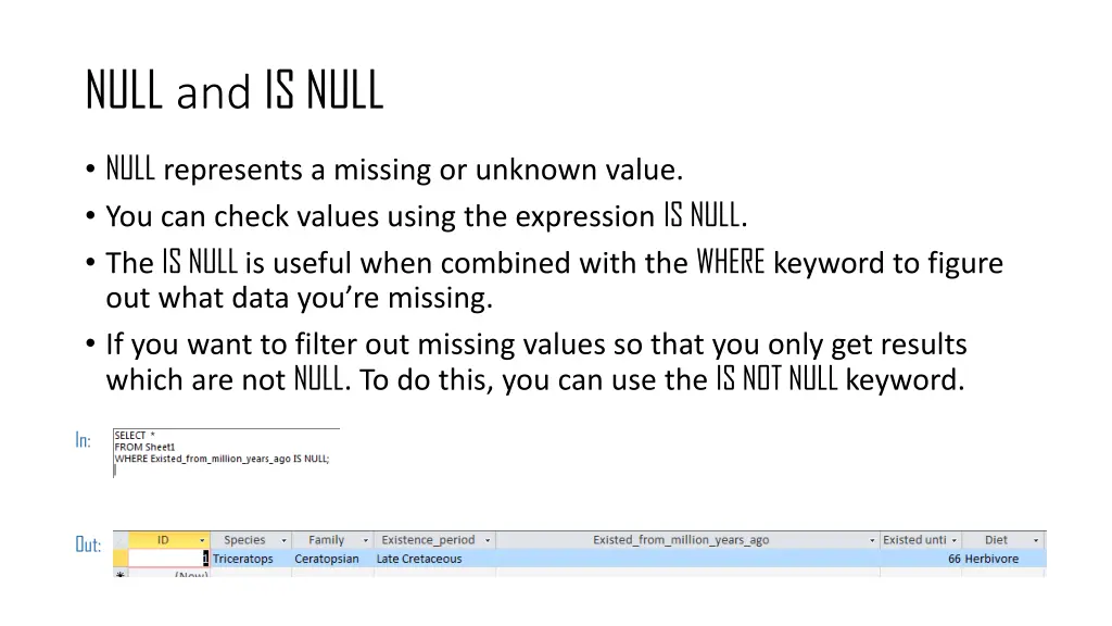 null and is null