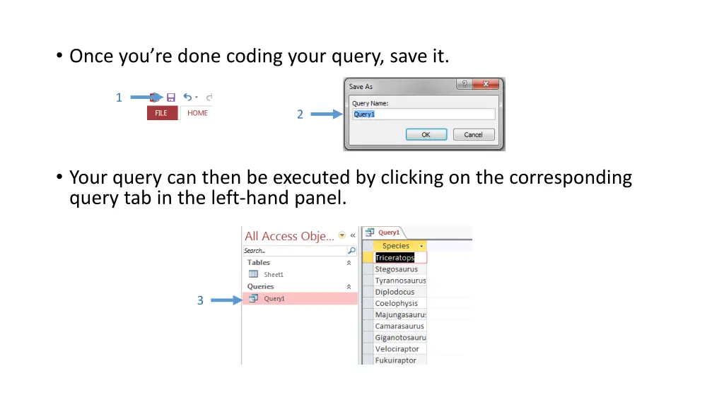 once you re done coding your query save it