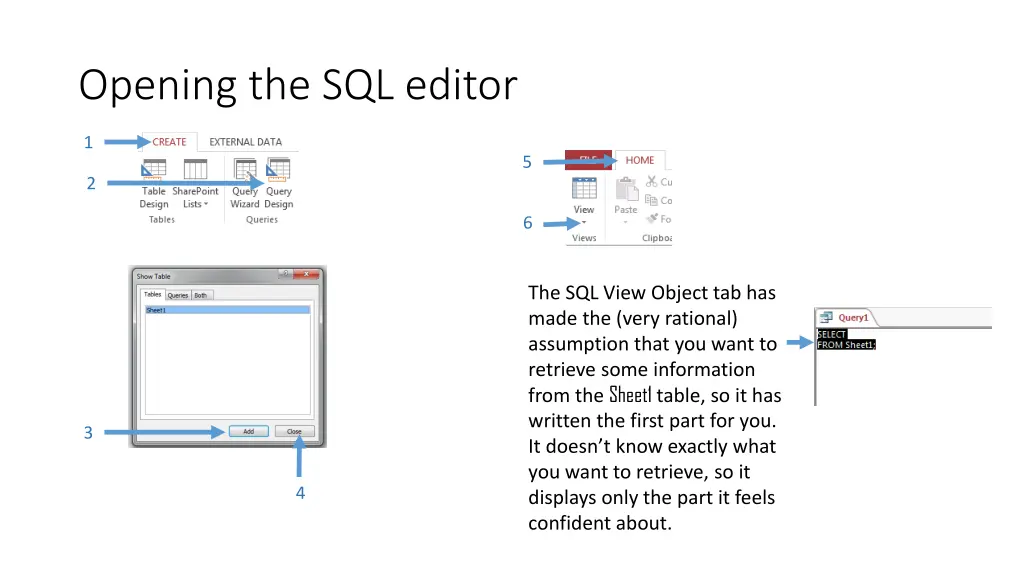 opening the sql editor