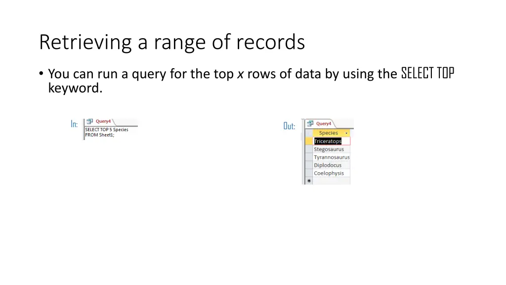 retrieving a range of records