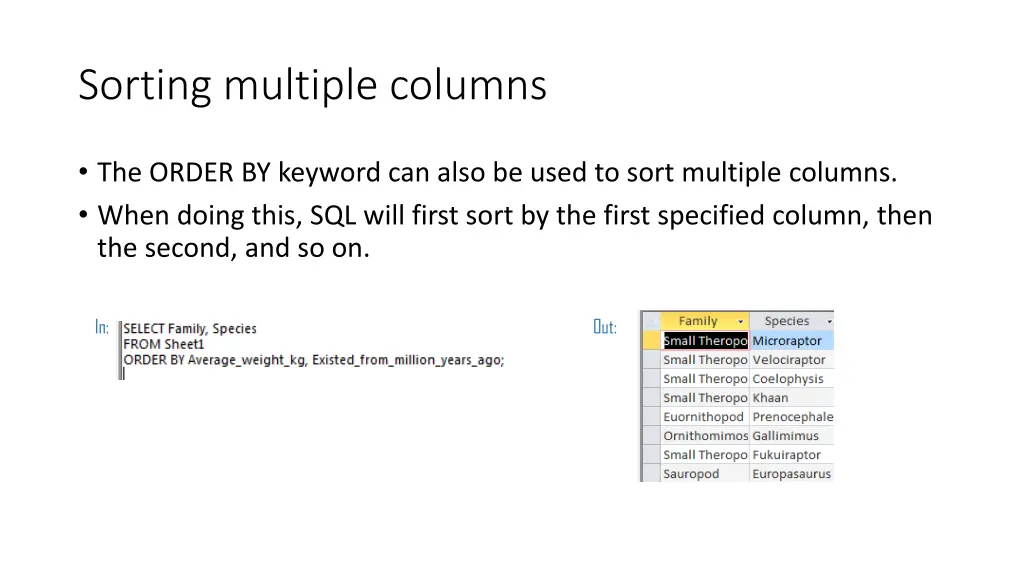 sorting multiple columns