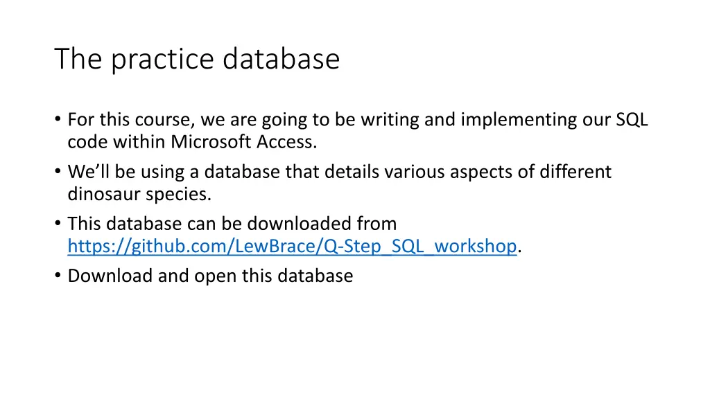 the practice database