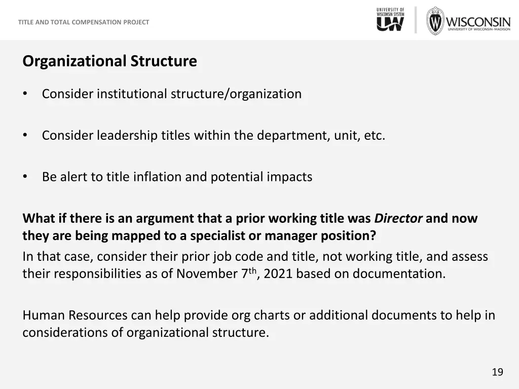 title and total compensation project 17