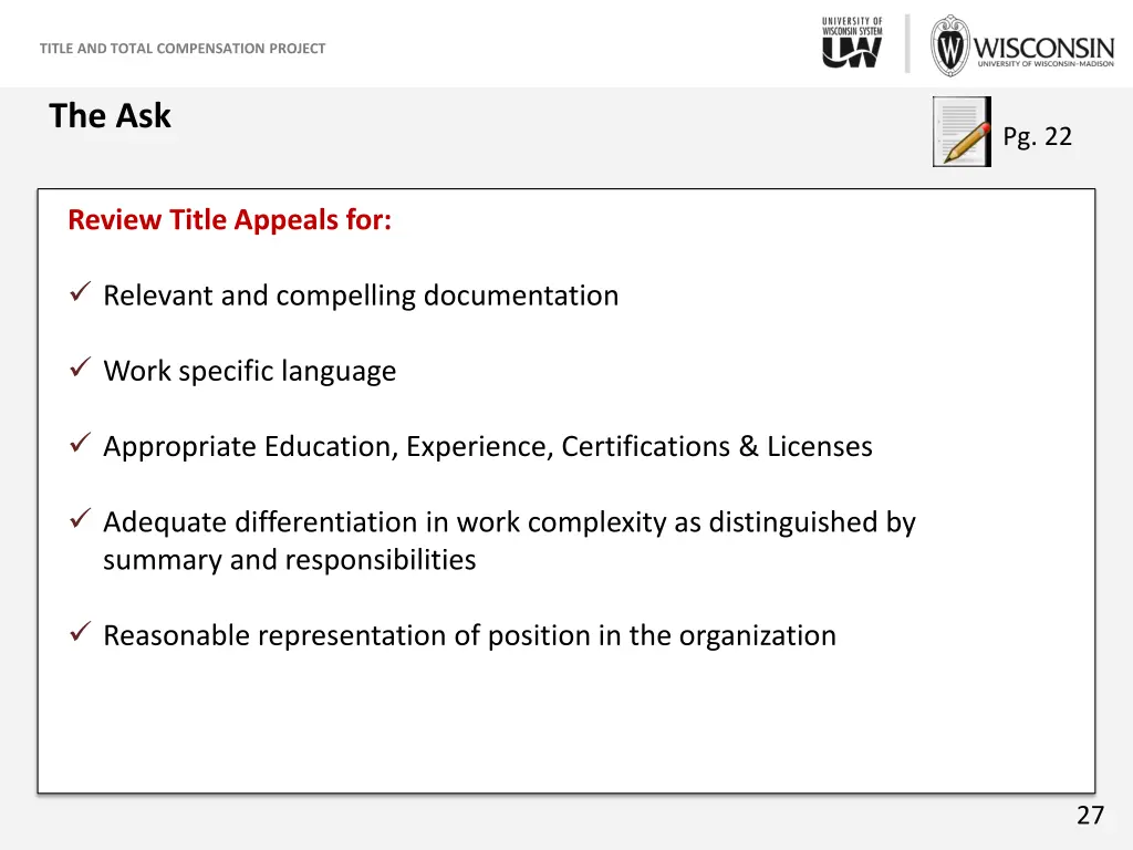 title and total compensation project 25