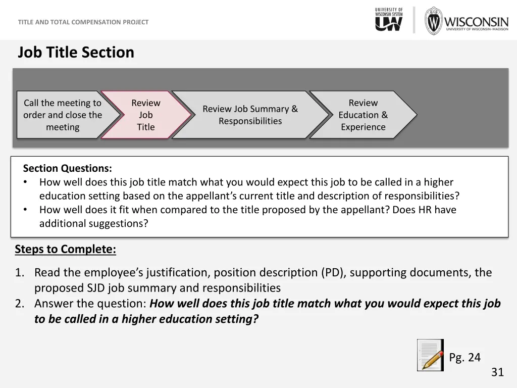 title and total compensation project 29