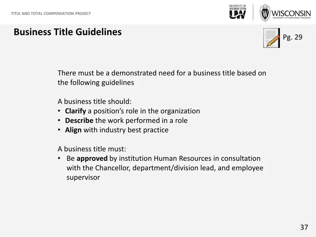 title and total compensation project 35