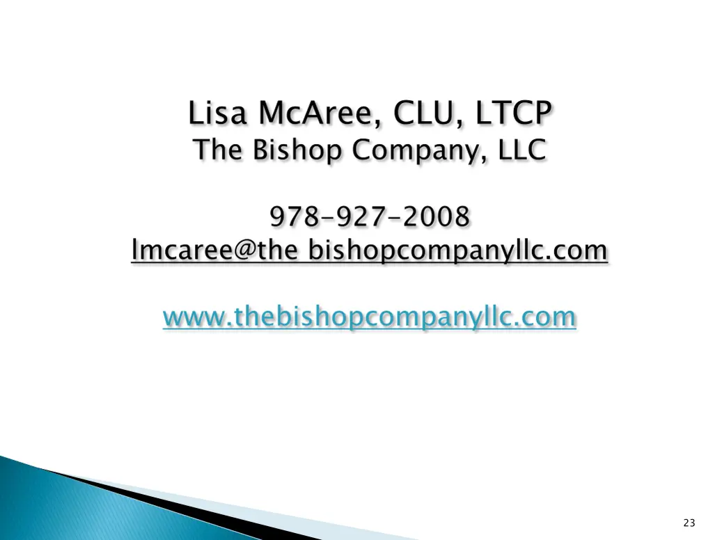lisa mcaree clu ltcp the bishop company llc