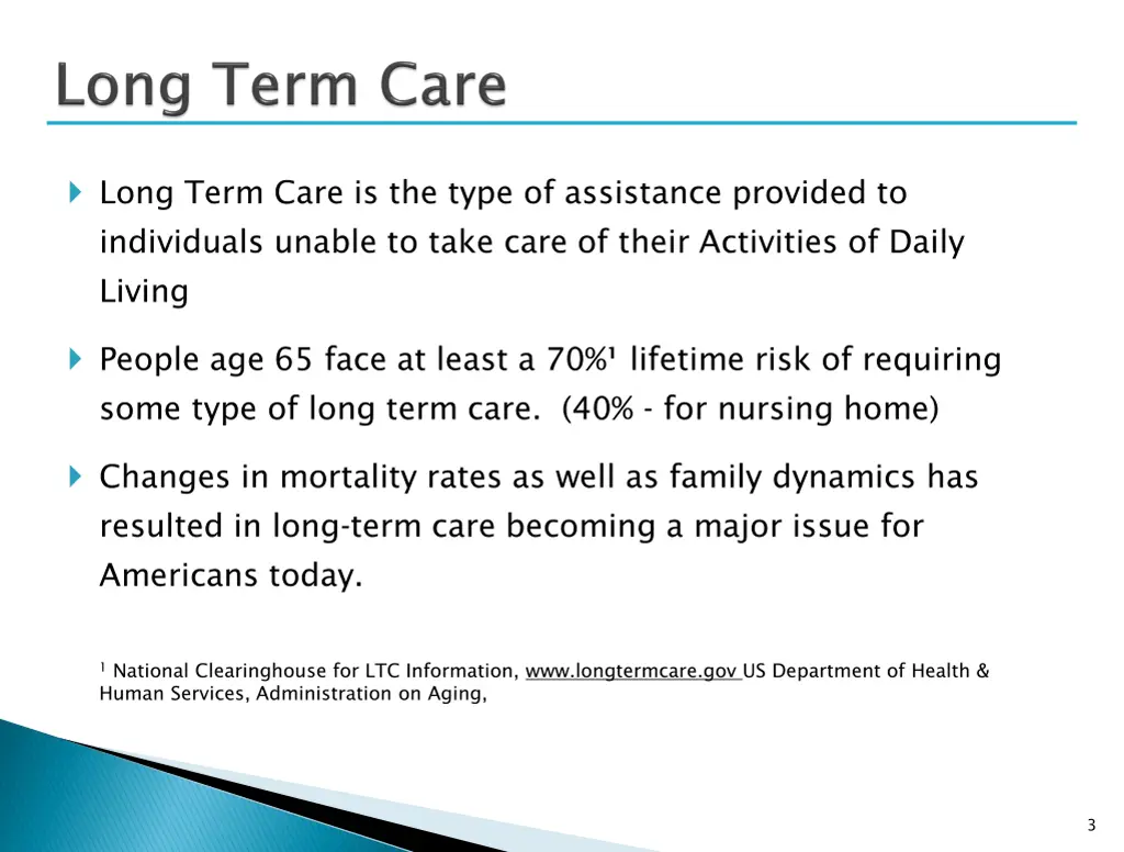long term care is the type of assistance provided