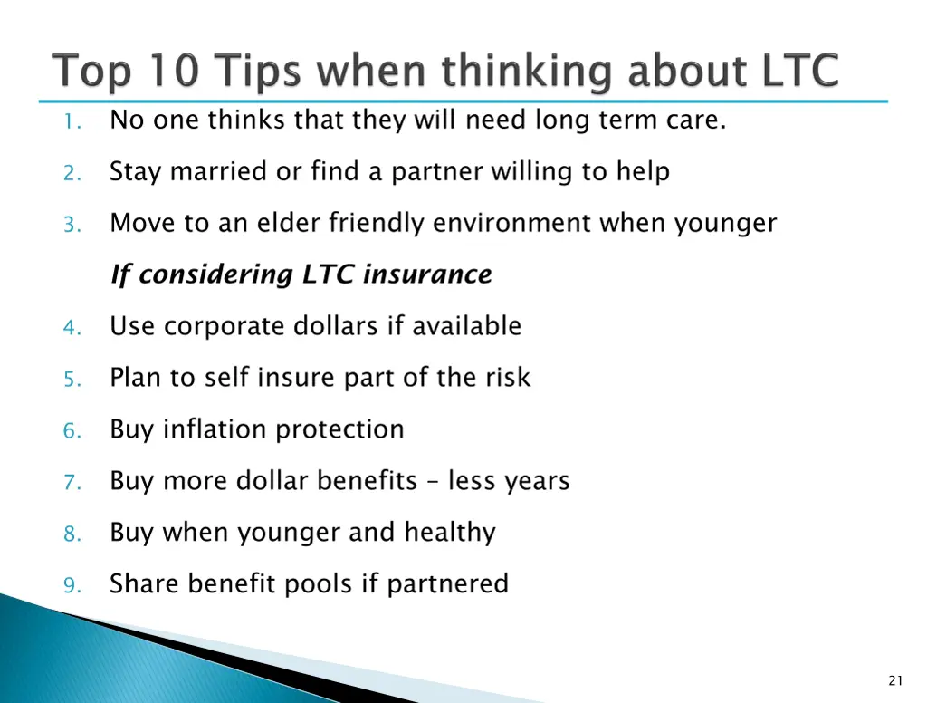 no one thinks that they will need long term care