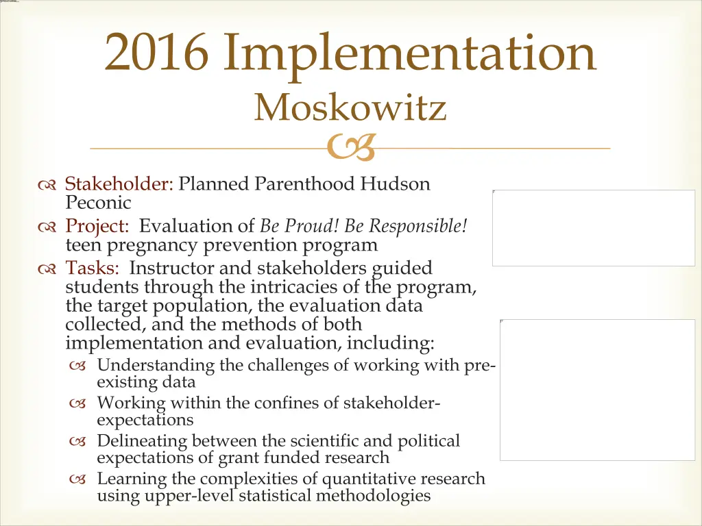 2016 implementation moskowitz